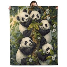 wyxdwh Cute Panda Blanket Cozy Flannel Throw for Couch Bed Outdoor 50"x60
