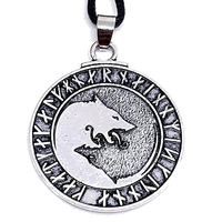 Odin Wolf Halskette AnhäNger Wikinger Yin Yang Geri Freki Nordisch Heidnisch ...