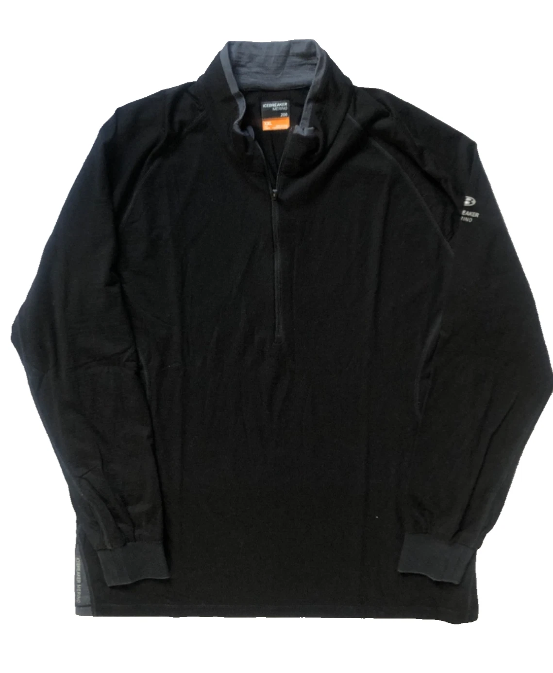 Icebreaker Merino 200 Baselayer Men XXL Black 1/2 Zip Pullover Outdoor Thermal