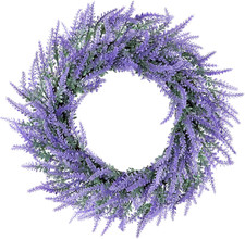 20" Lavender Wreath for Front Door, Artificial Purpule Wreath for Porch, Wedding