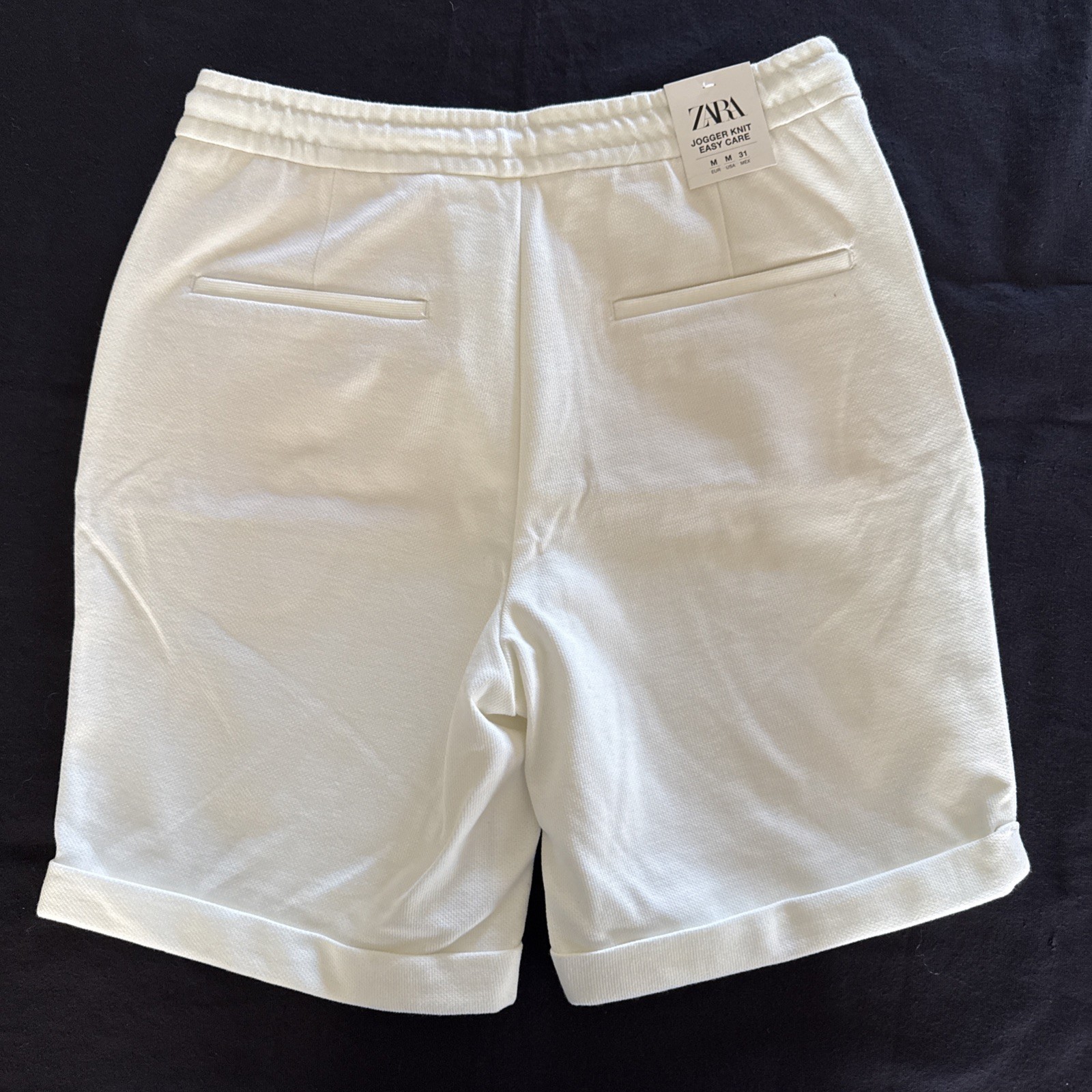 NWT ZARA Men’s Textured Drawstring Waist Shorts Cream Size Medium thumbnail 4