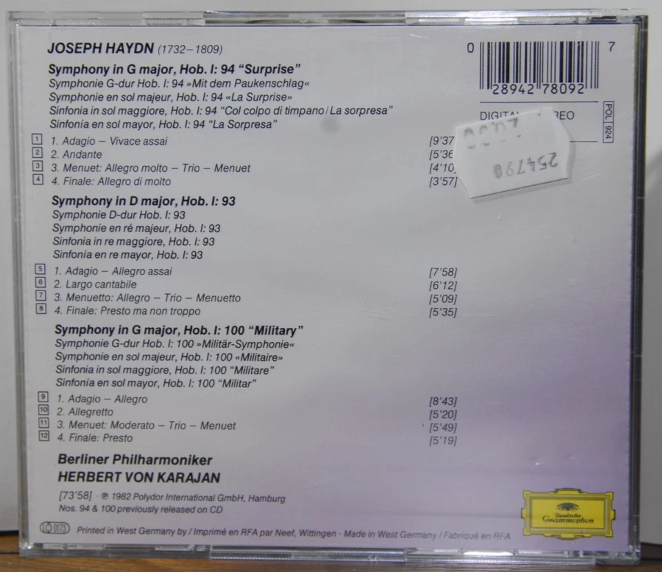 CD - Polydor - Symphonien Nos. 93 / 94 Mit dem Paukenschlag - J. Haydn (837) - Bild 2 von 4