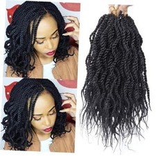 Wavy Senegalese Twist Crochet Hair Braids Wavy Ends 14inch,8Packs, 14 Inch 1B