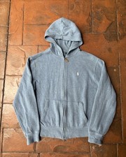 Vintage 90s Polo Ralph Lauren Zip Up Hoodie Sweatshirt Mens Medium Blue Y2K