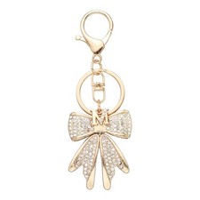 Sparkly Rhinestone Bow Keychain, Cute Butterfly Key Chain, Gold  Letter m