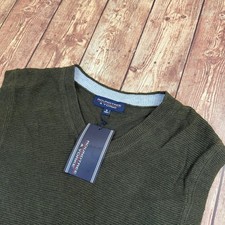 Roundtree Yorke V Neck Sweater Vest Mens Medium Green Cotton Blend Knit NWT