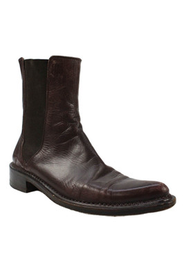 Rocco P. Womens Leather Stretch Inset Ankle Boots Brown Size 37.5 7.5