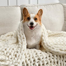 Feabuccy Soft Chunky Knit Blanket 40X50 Inch Handmade Thick Chenille Yarn Throw