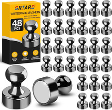 48 Pack Black Magnetic Push Pins, Fridge Magnets for Whiteboard, Whiteboard Magn
