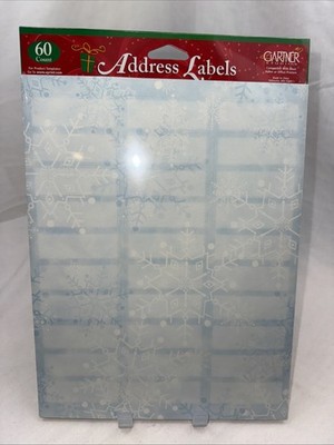 60 SNOWFLAKE Gartner Studios Holiday Address labels Printer Safe Xmas Card