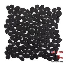 Pebble Tile Pebble Tiles for Shower Floor Kitchen 11.8x11.8 Inch Black