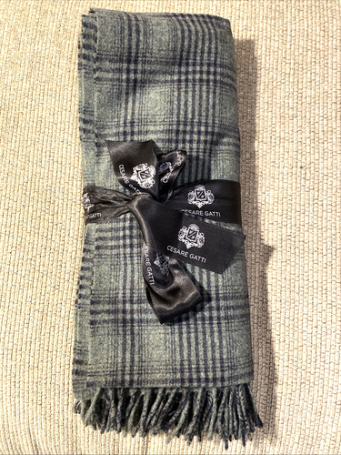 Lanificio Cesare Gatti Plaid Grey Italian Throw Blanket Wool/ Cashmere - Picture 1 of 5