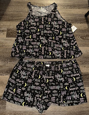 Joyspun Pajama Tank Short Sleep Set "Relax Nap Snooze Sleep" Womens 2X 18W-20W