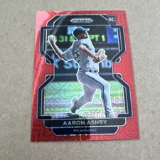 2022 Panini Prizm Red Mojo Prizm Rookie Aaron Ashby #49 /149 Milwaukee Brewers