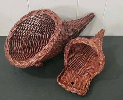 Cornucopia Set of (2) 13'' & 9.5''  Footed Stained (Very Good Condition)