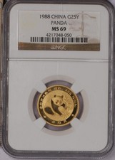 1988 Gold Panda 1/4 oz. 25 Yuan NGC MS69 4497.08 per troy oz