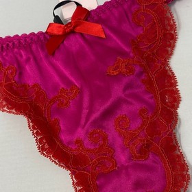 Agent Provocateur Molly Pink Red Silk Thong AP4 Large NWT $150