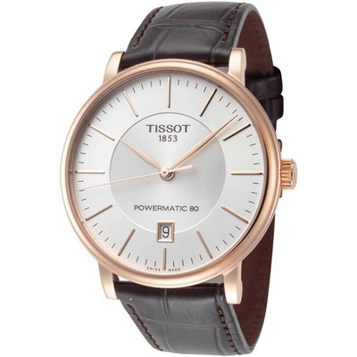 Tissot Men's Watch Carson Powermatic 80 Silver Tone Dial Strap T1224073603100