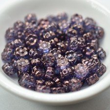6mm Flat Daisy Crystal Purple Vega, 25 Beads Czech Glass