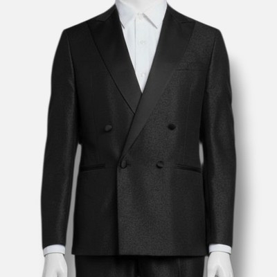 Karl Lagerfeld Men's Black Textured Aster Tuxedo Suit Jacket Size 42L