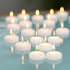 12-Pack Unscented White 2-Inch Round Floating Candles for Events and Decor