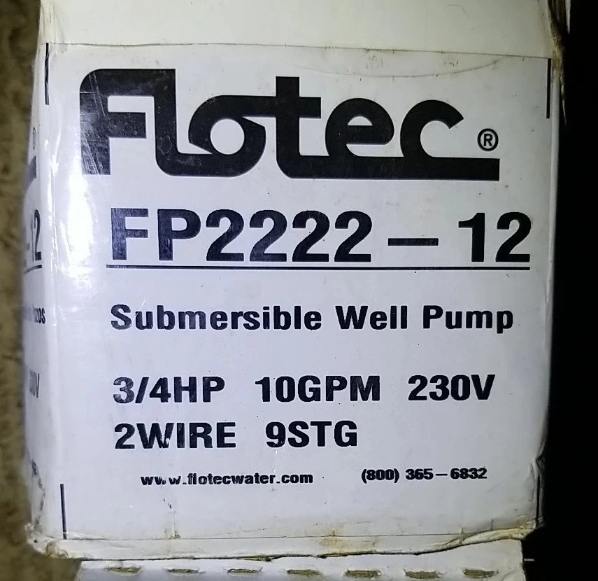 Bomba de pozo sumergible Flotec FP2222-12 4" 3/4hp 10GPM 230V 2 hilos 9STG REPUESTOS  Foto 2 de 4
