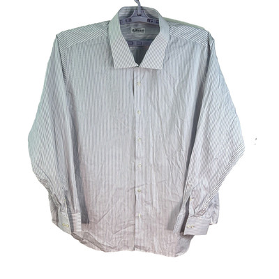Sartoria F-Margutti Striped Button-Up Shirt SZ 4XL White /Blue Camicie Su Misura