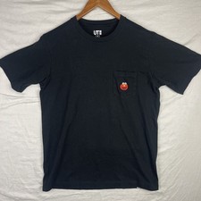 Elmo Kaws Shirt Mens Medium Black Uniqlo Sesame Street Pocket Streetwear Art