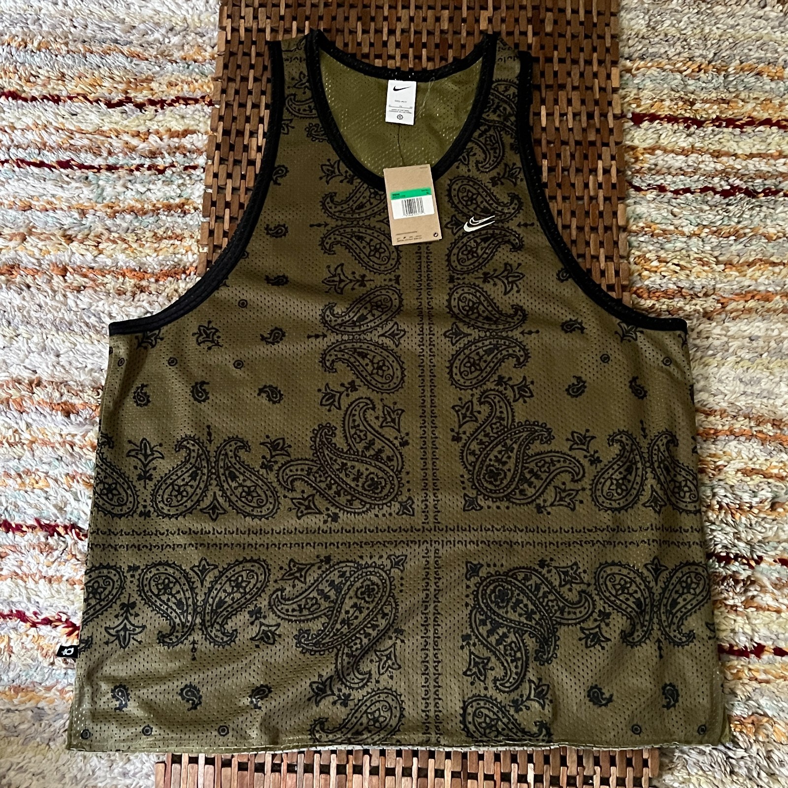 NWT Nike Easy Graphic Paisley Mesh Tank Top Green Black Men's Size XXL NEW