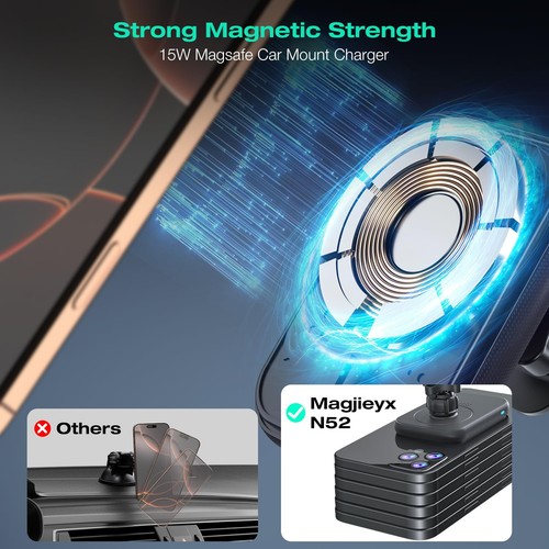 for MagSafe Car Mount Charger, (15W Fast Charging) Magnetic Wireless Charging... - Picture 3 of 7