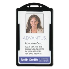 Advantus 75657 Vertical ID Card Holders, 2 1/8 x 3 3/8, Black, 25 per Pack