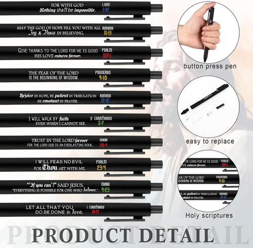 50 Pcs Christian Gifts Bible Verse Pens Bulk Church Gift Religious Scripture New - Afbeelding 3 van 12