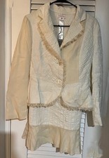 Vintage Christian Lacroix Women's Ivory Jacquard Skirt Suit 40 US 8 42 US 10