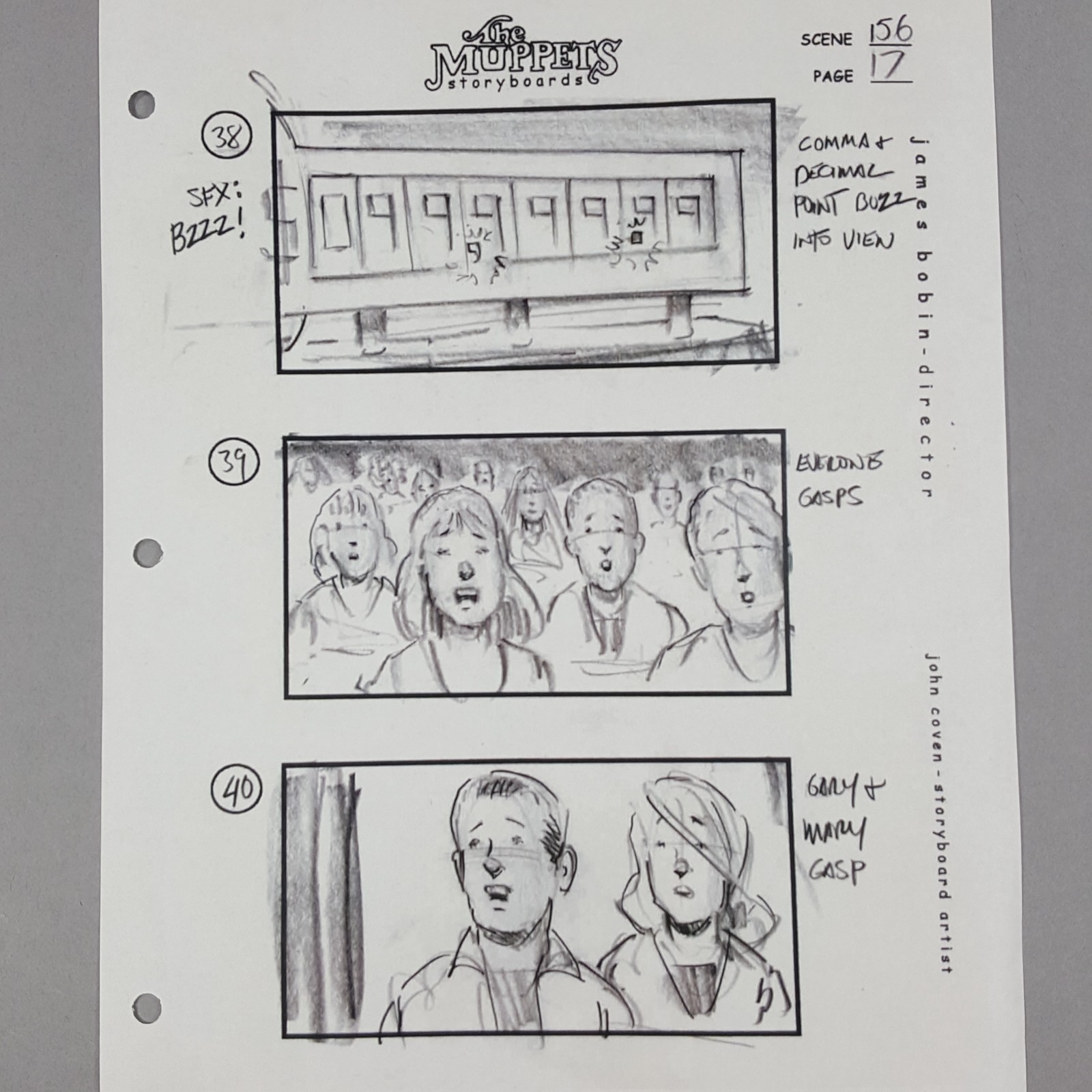 Image 7 of The Muppets (2011) - Production Used Storyboard, A Dollar Short Mary & Gary Gasp