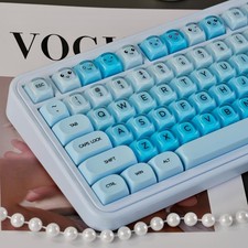 132 Keys PBT Blue Jelly Keycaps Moa Profile Keycaps Set Fit for 61/64/87/104/...