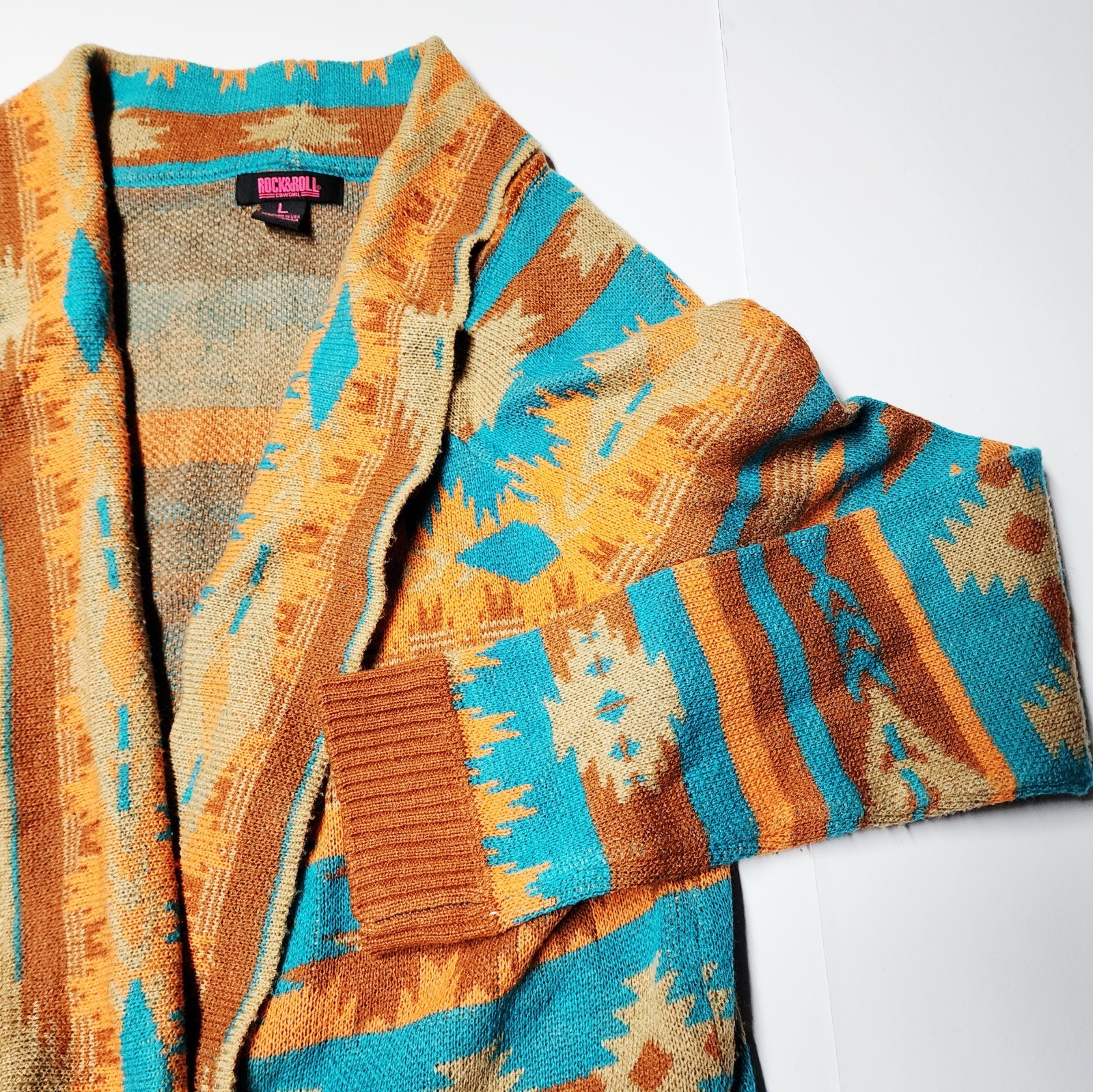 Rock & Roll Cowgirl Cardigan Long Sleeve Women's Large Aztec Southwestern