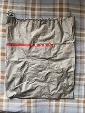 Prada Logo Gray Drawstring Dust Bag - Vinyl PVC - Shoes / Travel - 15" x 13"