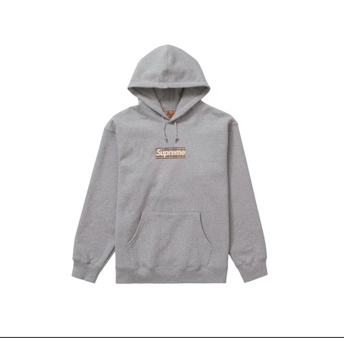 Sweat à capuche Supreme x Burberry Box Logo gris bruyère taille L neuf avec étiquettes deadstock