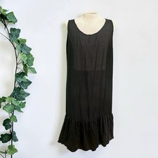 Grizas Graphite Lagenlook Sleeveless Long Shift Dress Ruffled Hem Sz XL