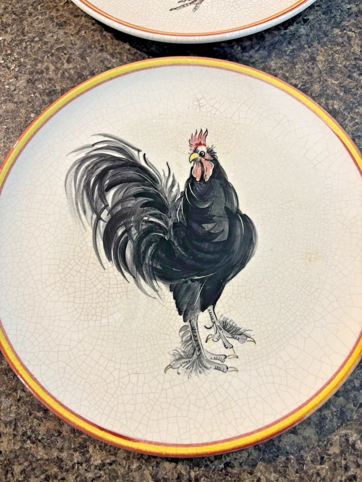 Placas pintadas a mano barradas Plymouth Rock gallina y gallo raras vistas globales Italia Foto 2 de 4