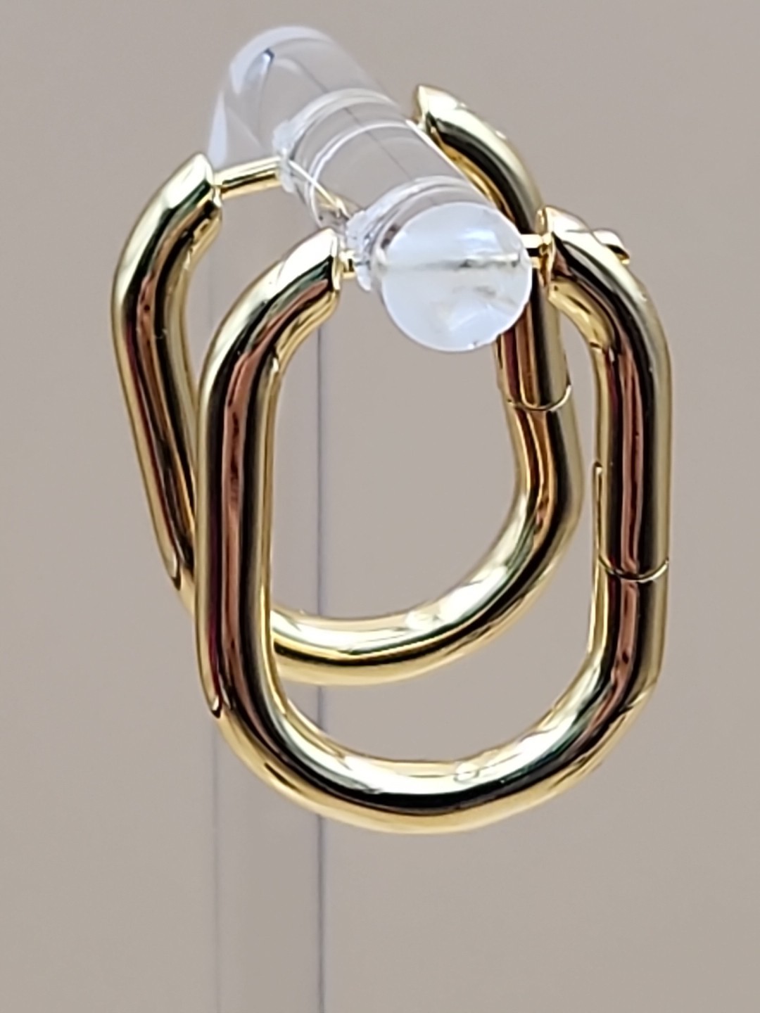 10k Yellow Gold Plated Rounded Rectangular .75" H… - image 2