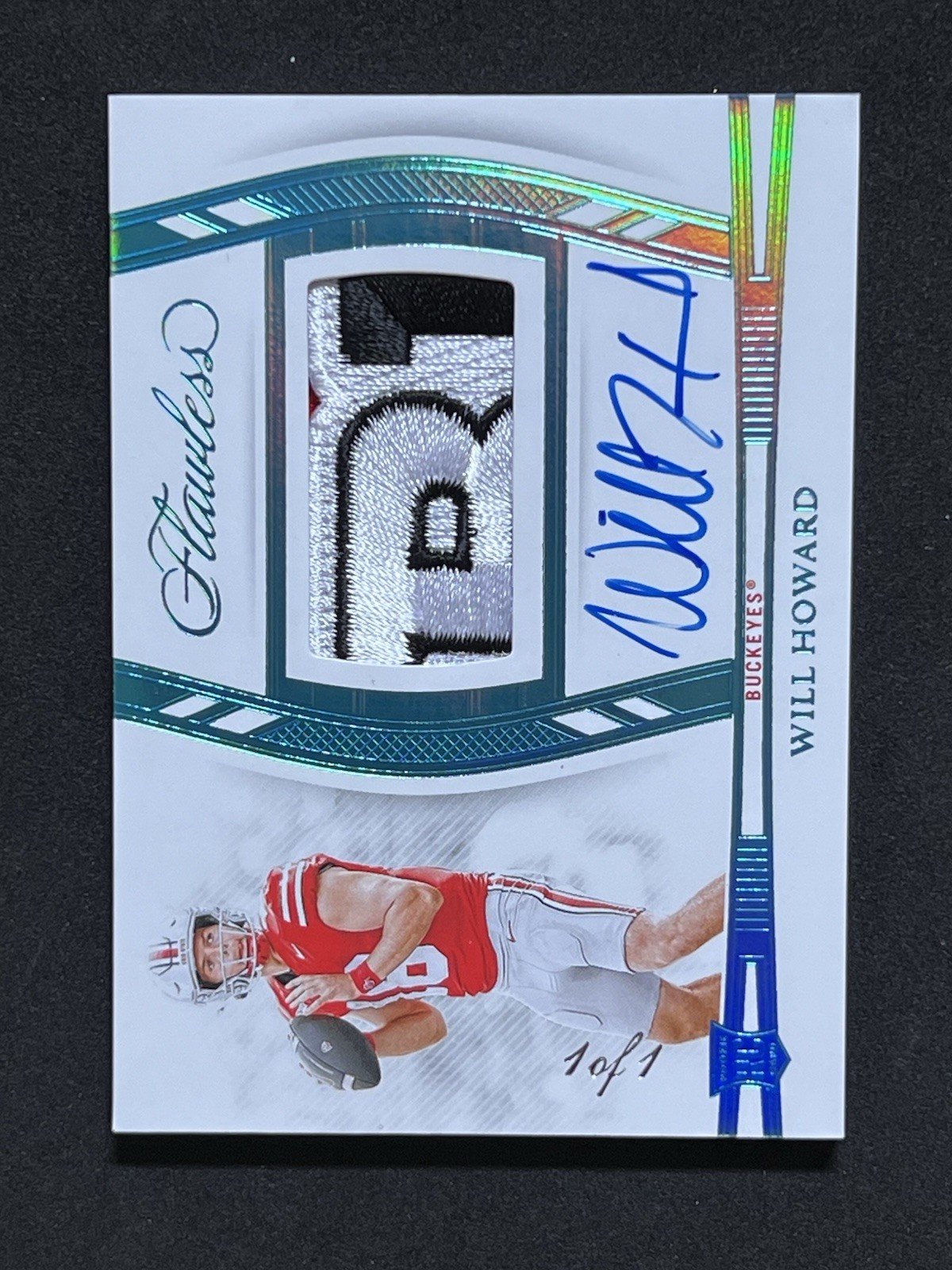 WILL HOWARD 2025 FLAWLESS COLLEGIATE RPA PLATINUM LOGO PATCH AUTO 1/1 view 5