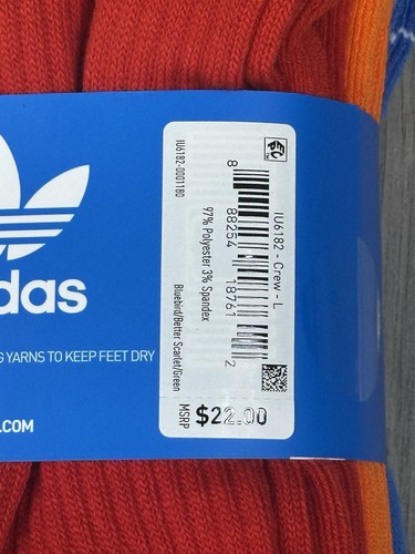adidas Originals Trefoil Socks Mens Large 6 Pairs Crew Length Bright Multicolor - Picture 5 of 6