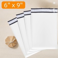 6x9 Inch White Pack Poly Mailers Shipping Envelopes, Strong Adhesive Sealing, Wa