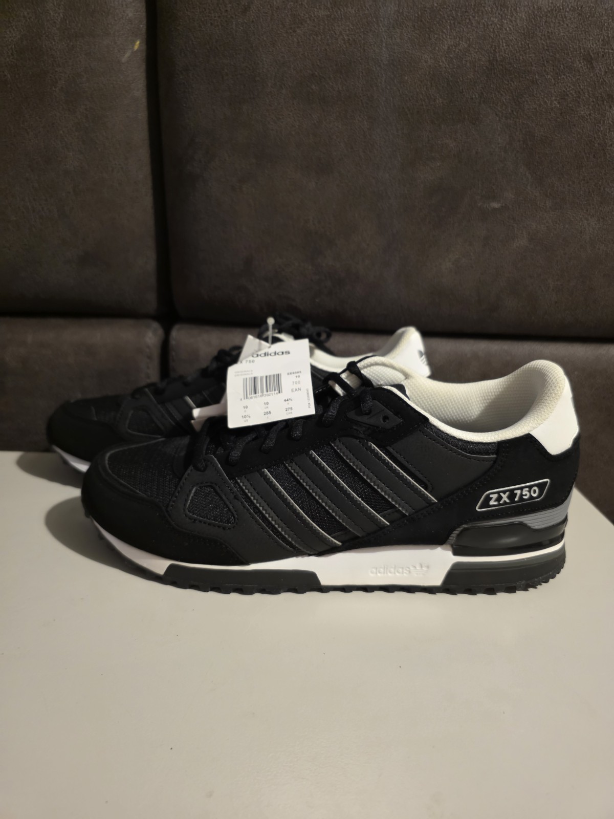 Adidas ZX 750 Trainers Black White UK 10 image 5