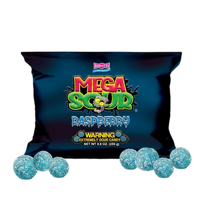 Barnetts Mega Sour Raspberry 250g Sour Candy UK Fizz Balls - Handcrafted in Brit