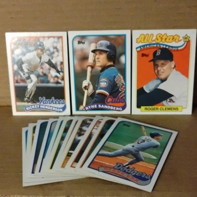 Topps 1989 MLB Trading Card Lot - 14 Cards, Henderson, Clemens, Sandberg