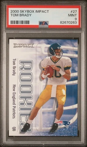 PSA 9 2000 Skybox Impact #27 TOM BRADY RC Patriots MINT GOAT
