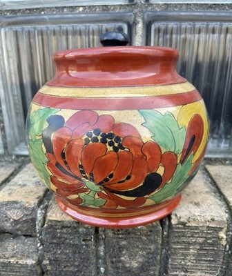 Vintage 1920s Bauer Redware Pottery Ona M Blunt Studio California Poppy Jar LA