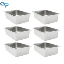 Commercial 6" Deep Hotel Pans, 6-Pack Stainless Steel Food Prep Buffet Trays